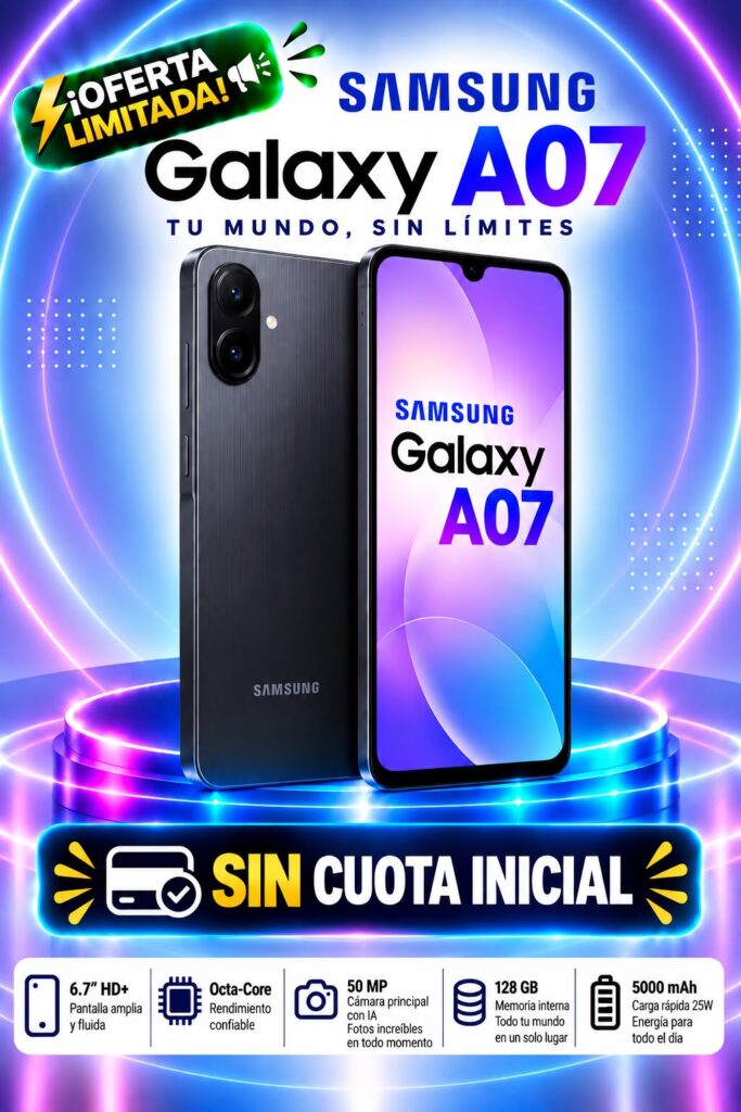 Samsung Galaxy A07 128GB a crédito sin cuota inicial en Medellín