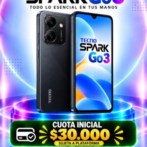 Tecno Spark Go3 128GB a crédito con cuota inicial según tu estudio de crédito en Medellín